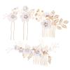 Baluue 4pcs Elegant Leaf Flower Hair Comb Bridal Hair Accessories for Weddings Bridesmaids and Special Occasions and Easy to Wear Flower Headpiece view 1