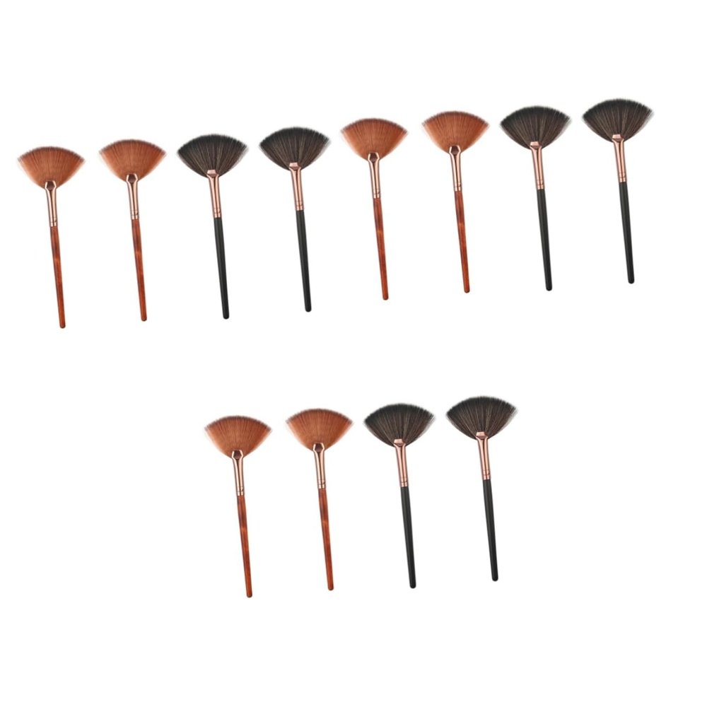FOMIYES 12pcs Professional Makeup Brush Handle Fan Shape Blusher Powder Brushes for Daily and for Cosmetics Application and Makeup Experimentation