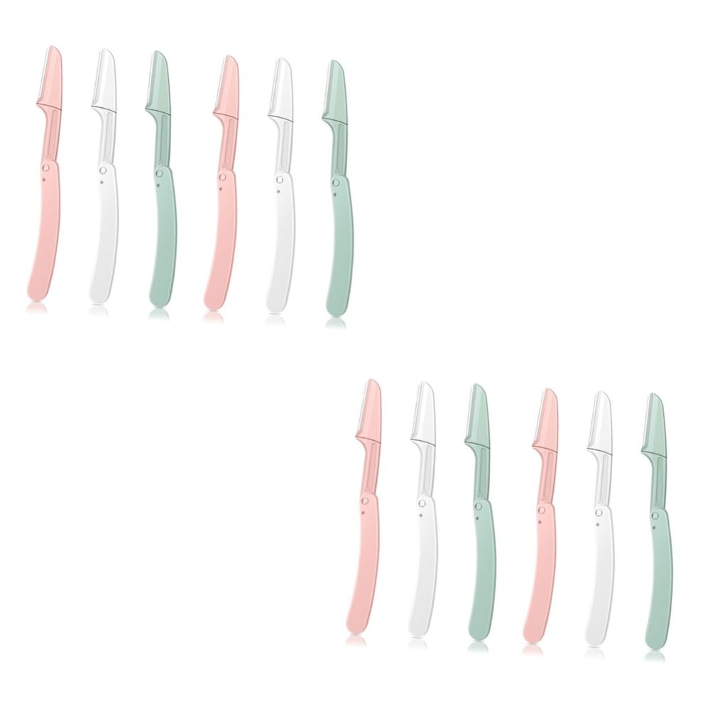 Ipetboom 12pcs Women's Eyebrow Scissors Facial Hair Razor Multipurpose Eyebrow Shaver Portable Trimmer