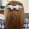 Back to School Large plaid hair bow| Three layer extra large hair bow| Jumbo school plaid bow| Girls hair bow available in multiple plaids (Lt Blue White Navy Plaid76) view 3