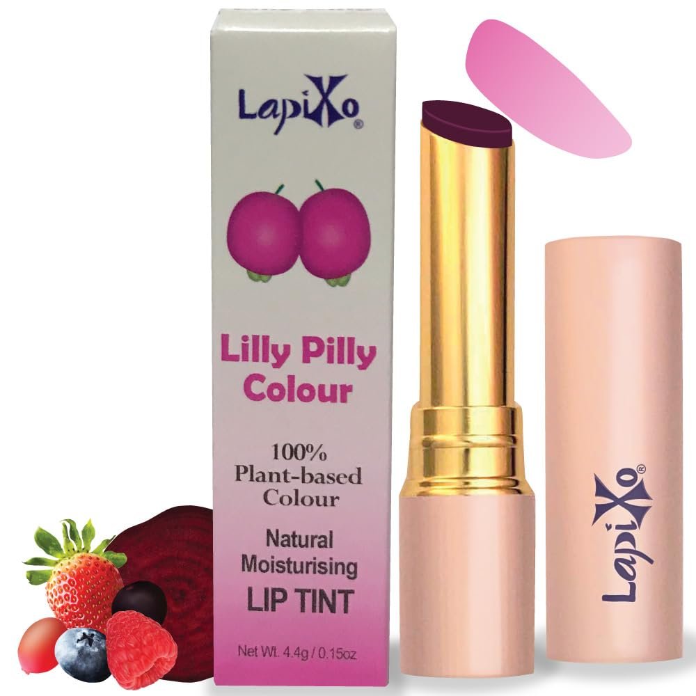 100% Plant-based Color Lip Tint, Unique Formula, Natural + Moisturizing | 2-in-1 | Non-Toxic, All Food Ingredients, Antioxidant-rich, Natural Matte Sheer, Buildable, 4.4g/0.15oz (Lilly Pilly color)