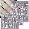 5D Snowman Nail Decals Embossed Flower Crystal Ball Christmas Tree Nail Art Stickers Christmas Nail Stickers 3 Sheets Self-Adhesive Elk Snowflake Santa Claus Nail Decoration for Women Girls DIY Nail view 1