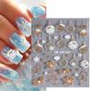 5D Snowman Nail Decals Embossed Flower Crystal Ball Christmas Tree Nail Art Stickers Christmas Nail Stickers 3 Sheets Self-Adhesive Elk Snowflake Santa Claus Nail Decoration for Women Girls DIY Nail view 2