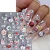 5D Snowman Nail Decals Embossed Flower Crystal Ball Christmas Tree Nail Art Stickers Christmas Nail Stickers 3 Sheets Self-Adhesive Elk Snowflake Santa Claus Nail Decoration for Women Girls DIY Nail view 3