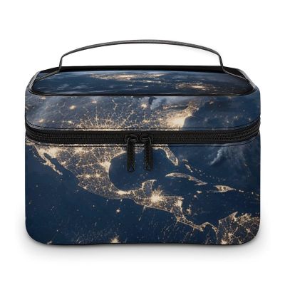 OURTEV Travel Makeup Bag Earth from The Outer Space Cosmetic Bags for Women Waterproof Portable Make Up Organizer