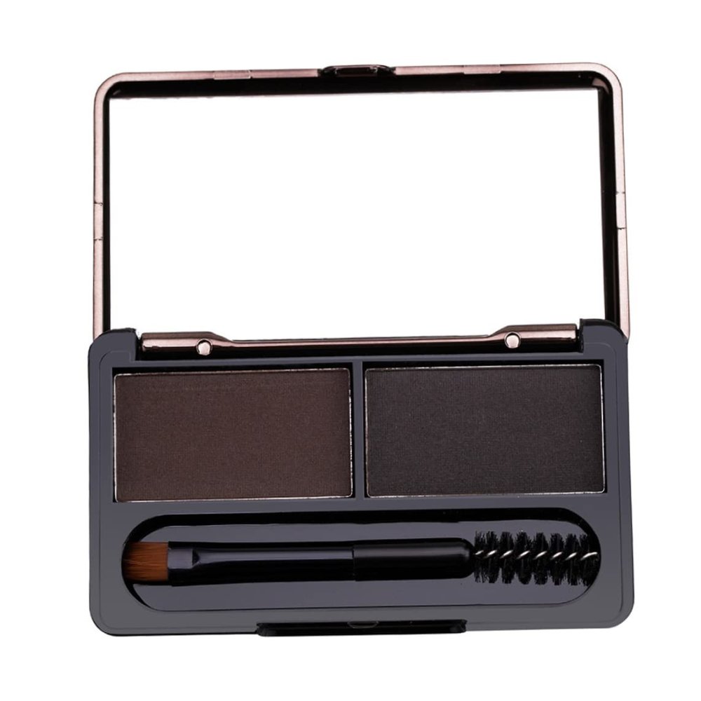 2 Color Eyebrow Powder Waterproof Natural Brow Powder Eyebrow Powder Duo Sculpting Kit for Girls Women Dark Brown and Grey 1Set Beauty tools