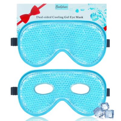 BeeVines Cooling Eye Mask, 2 Pack XL Jumbo Size Freezer Gel Eye Masks for Puffy Eyes Face, Ice Eye Mask, Cold & Warm Compress, Frozen Ice Pack for Post Eye Surgery & Allergies(Blue)