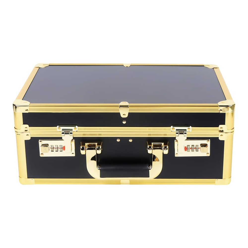 BRICZUNA Barber Carrying Case, Barber Briefcase Tool Box,Barber Cases for Clippers and Supplies, Travel Hair Stylist Tools Storage(Gold)