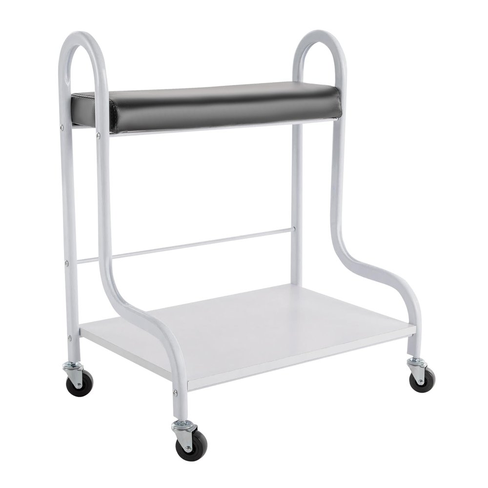 Kreiaoer Beauty Salon Nail Or Foot Bath Spa Portable Trolley, Foot Bath Trolley Cart with Wheel, Cart for Foot Rest Pedicure Manicure Funiture Massage Table Salon Supplies, Footrest Stand (A - Black)