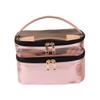 Mikinona 1pc Travel Makeup Bag Dual-layer Cosmetic Storage Organizer for Women Stylish Pink Toiletry Bag for Travel and Daily Use view 1