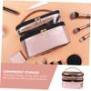 Mikinona 1pc Travel Makeup Bag Dual-layer Cosmetic Storage Organizer for Women Stylish Pink Toiletry Bag for Travel and Daily Use view 3