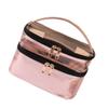 Mikinona 1pc Travel Makeup Bag Dual-layer Cosmetic Storage Organizer for Women Stylish Pink Toiletry Bag for Travel and Daily Use view 4