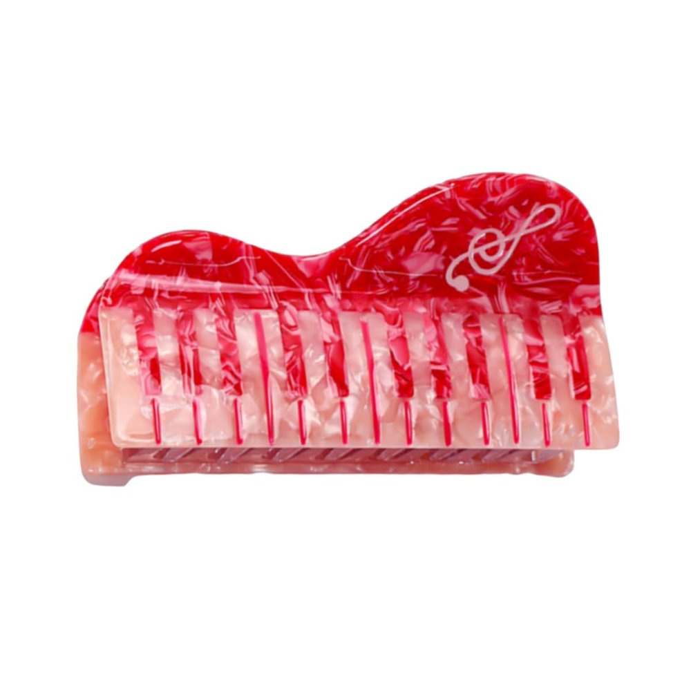 Funny Piano Hair Clip,Cute Acetate Hair Claw,Small Hair Clips for Women,Fashion Hair Clip,Red