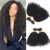 10A Brazilian Afro Curly Hair Bundles 2 Bundles 20 22 Inch Afro Curly Human Hair 100% Unprocessed Virgin Human Hair Curly Weave Hair Extensions for Women Natural Black Color view 1