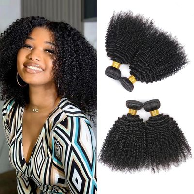 10A Brazilian Virgin Hair Extensions, Afro Curly Human Hair Bundles 16" 18" 2pcs, 100% Unprocessed Natural Black Hair for Black Women