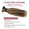 Human Braiding Hair for Boho Braids 4/27 Ombre 14 Inch Curly Human Hair for Boho Braids 2 Bundles 100g Boho Hair for Braiding 100% Deep Wave Bulk Human Hair (P4/27, 14 inch) view 2