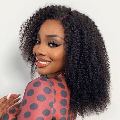 100% Unprocessed Brazilian Afro Curly Human Hair, 2 Bundles 10A Grade 10-12 Inch Curly Virgin Weave Bundles Hair Extensions, Natural Black Color for Black Women