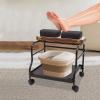 Beauty Salon Nail Or Foot Bath Spa Portable Trolley, Foot Bath Trolley Cart with Wheel, Cart for Foot Rest Pedicure Manicure Funiture Massage Table Salon Supplies, Footrest Stand (B - Coffee) view 4