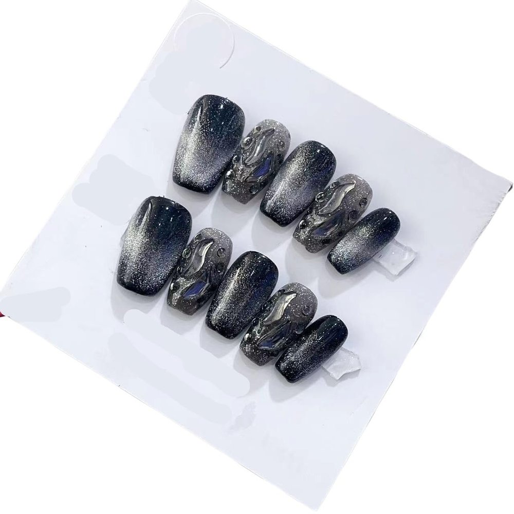 Handmade Wearing Nail Art Long and Short Nail Art Fake Nail Patches(24215,XS)