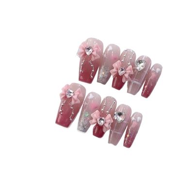 Handmade Wearing Nail Art Long and Short Nail Art Fake Nail Patches(24246,M)
