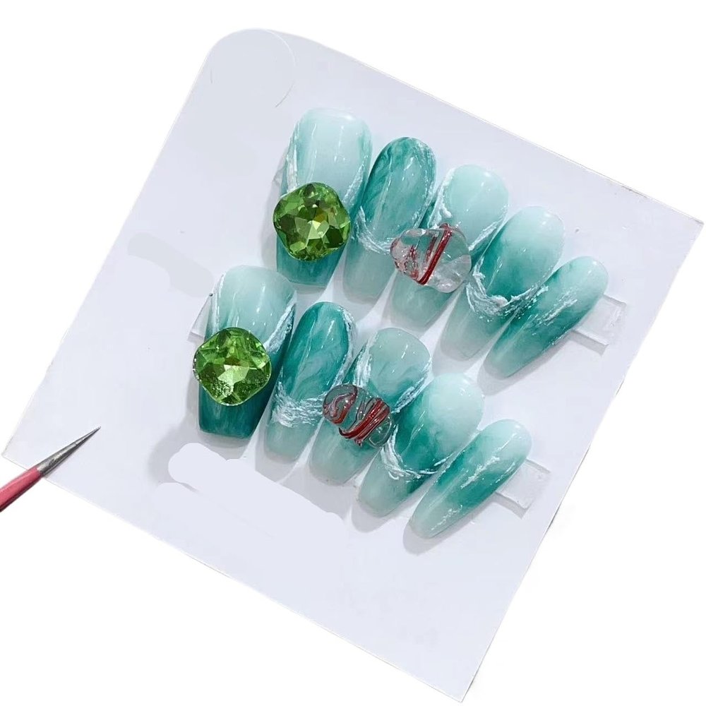 Handmade Wearing Nail Art Long and Short Nail Art Fake Nail Patches(24274,S)
