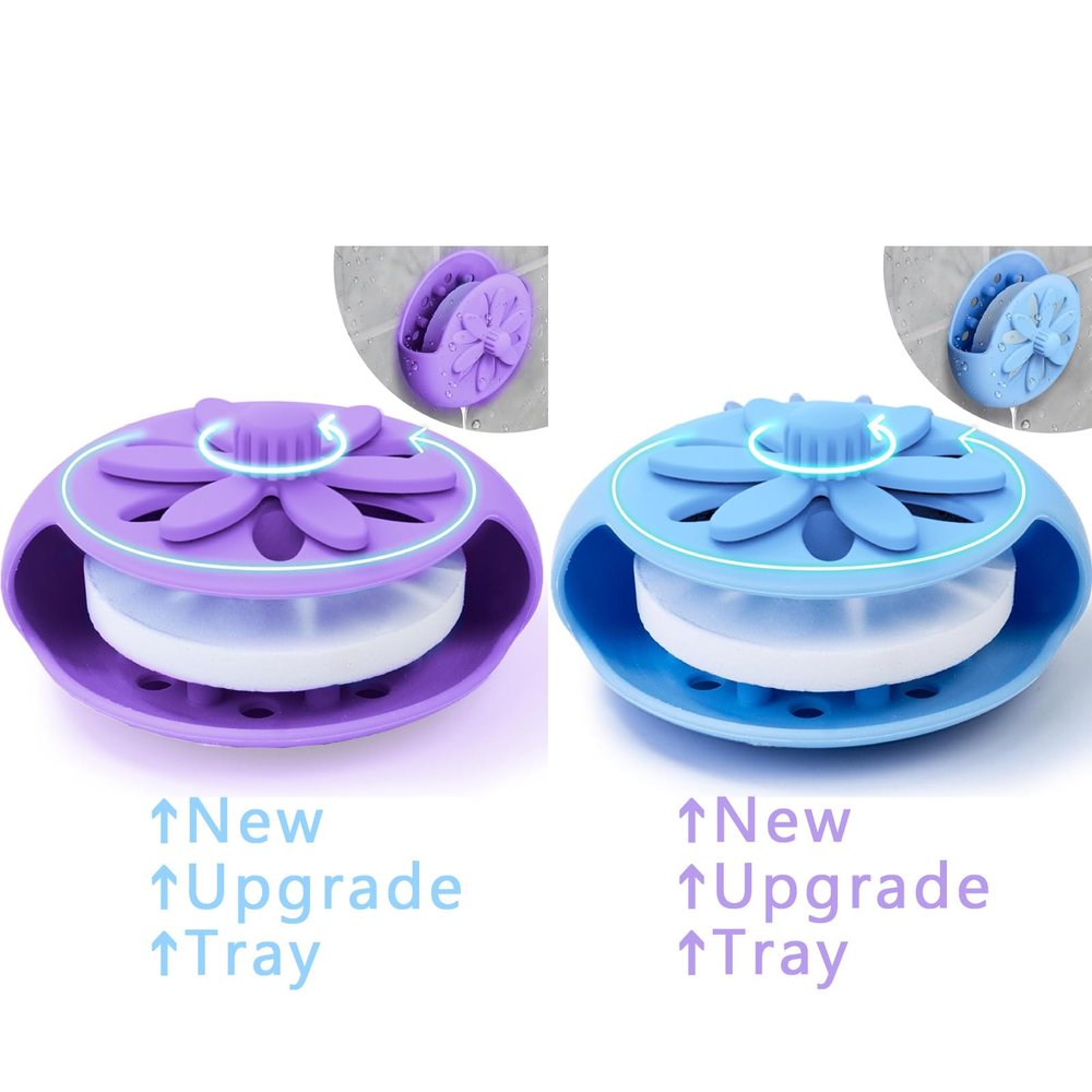 SHARLOVY Shower Steamers Tray - Upgrade Shower Steamer Holder Dish with Big Suction Cup, Long Lasting Bath Bombs Shower Accessories