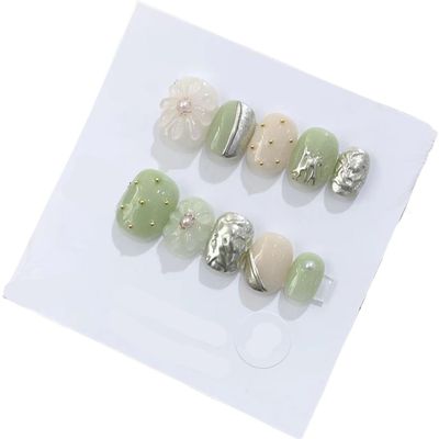Handmade Wearing Nail Art Long and Short Nail Art Fake Nail Patches(24224,XS)