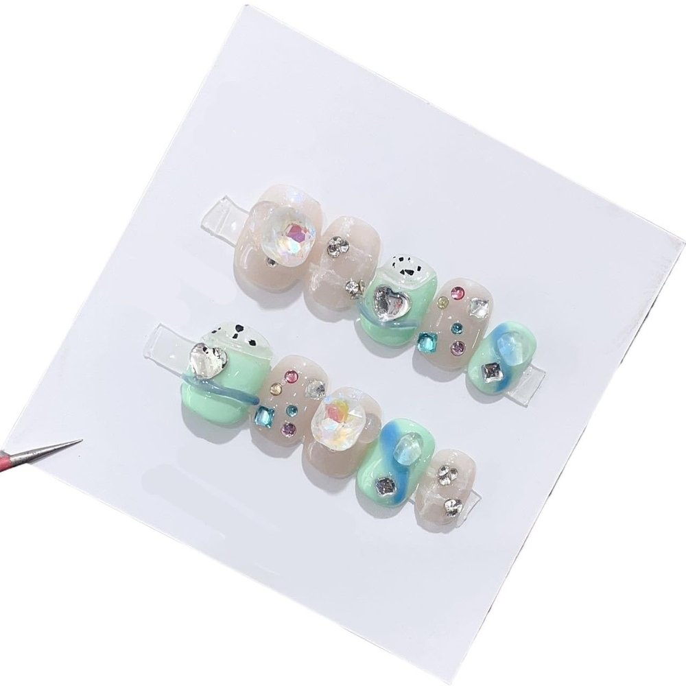 Handmade Wearing Nail Art Long and Short Nail Art Fake Nail Patches(24287,M)