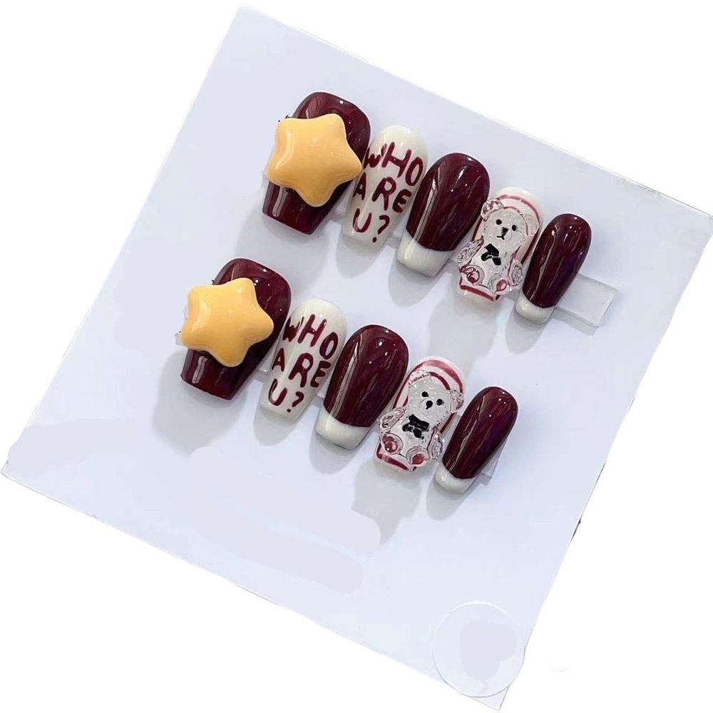 Handmade Wearing Nail Art Long and Short Nail Art Fake Nail Patches(24205,M)
