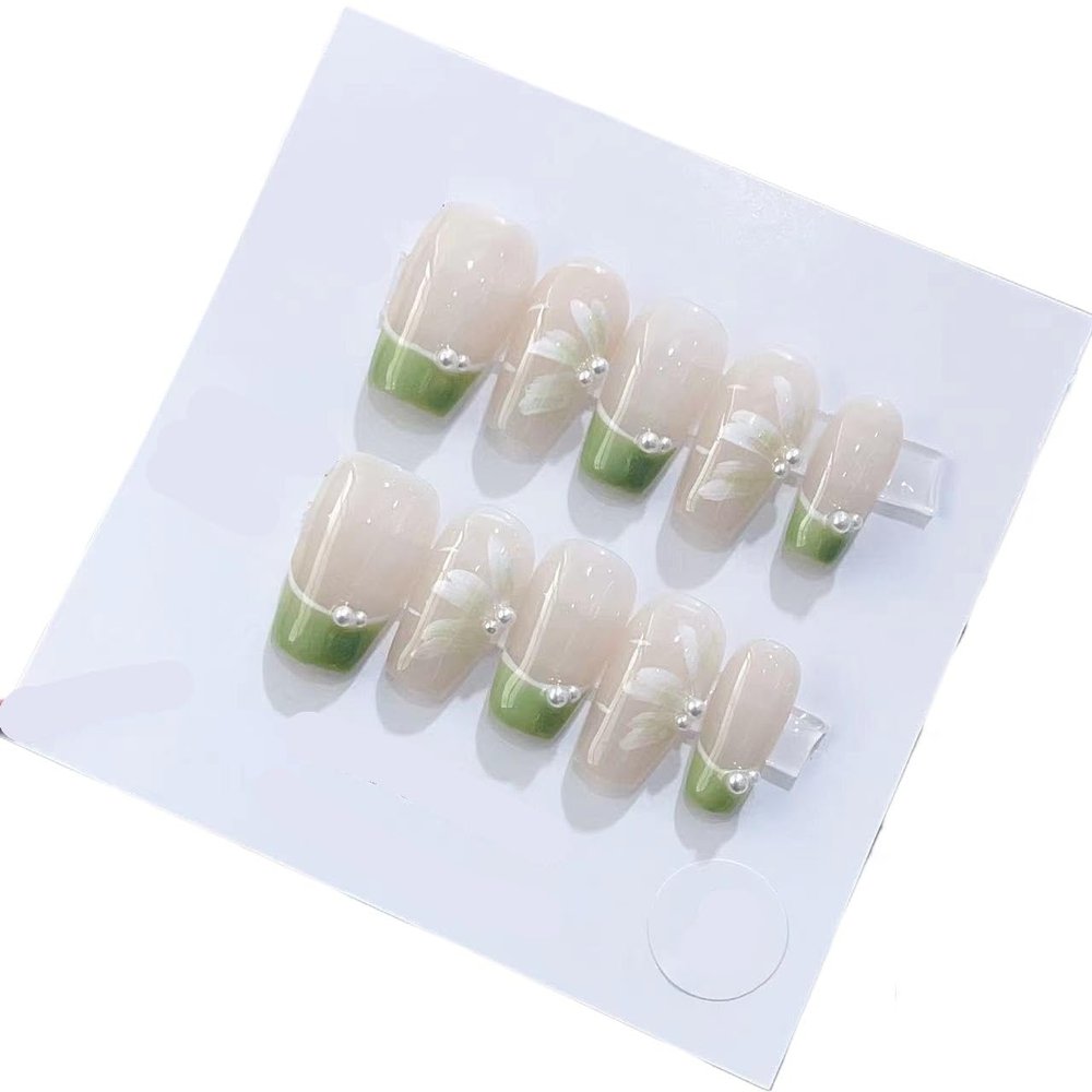 Handmade Wearing Nail Art Long and Short Nail Art Fake Nail Patches(24227,XS)