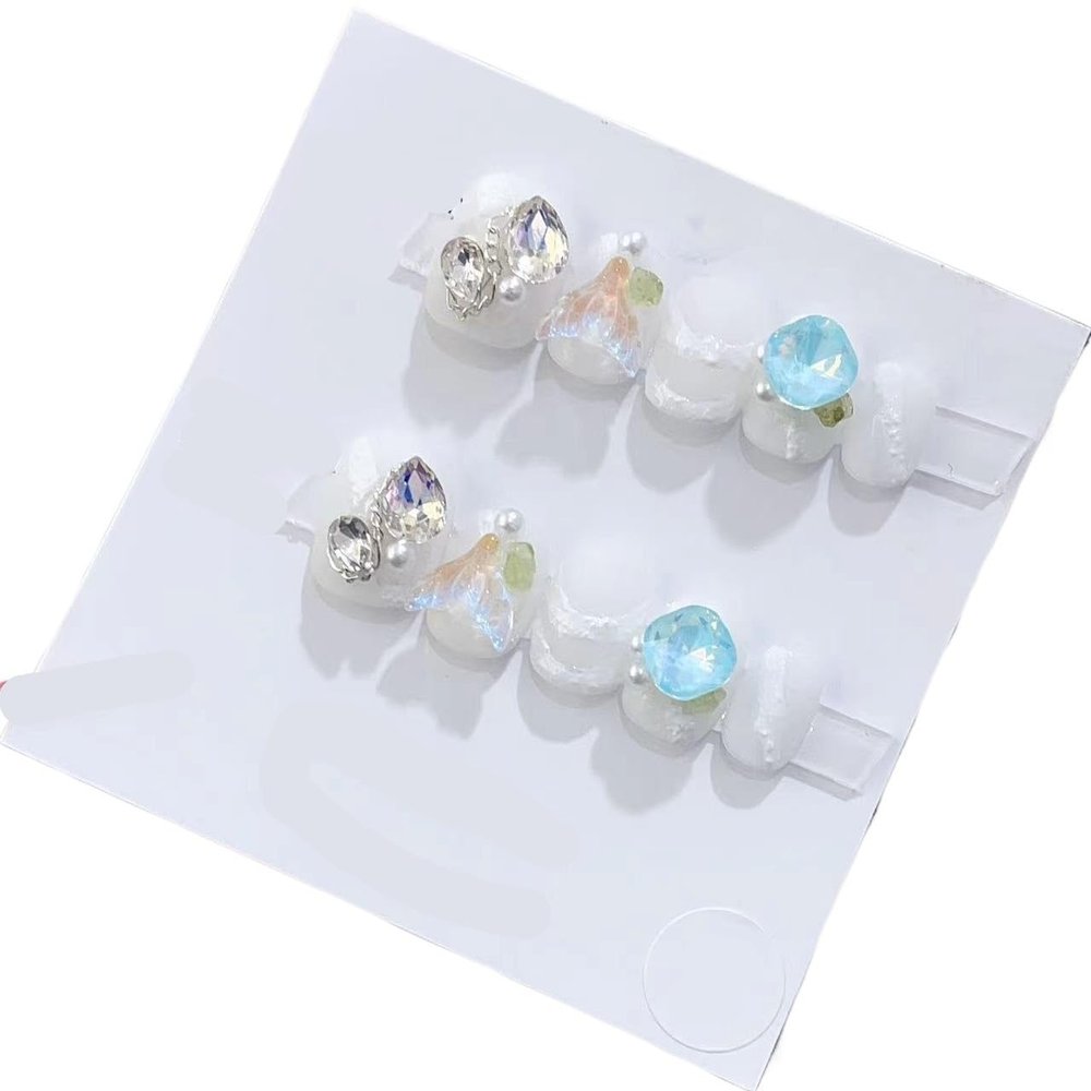 Handmade Wearing Nail Art Long and Short Nail Art Fake Nail Patches(24245,XS)