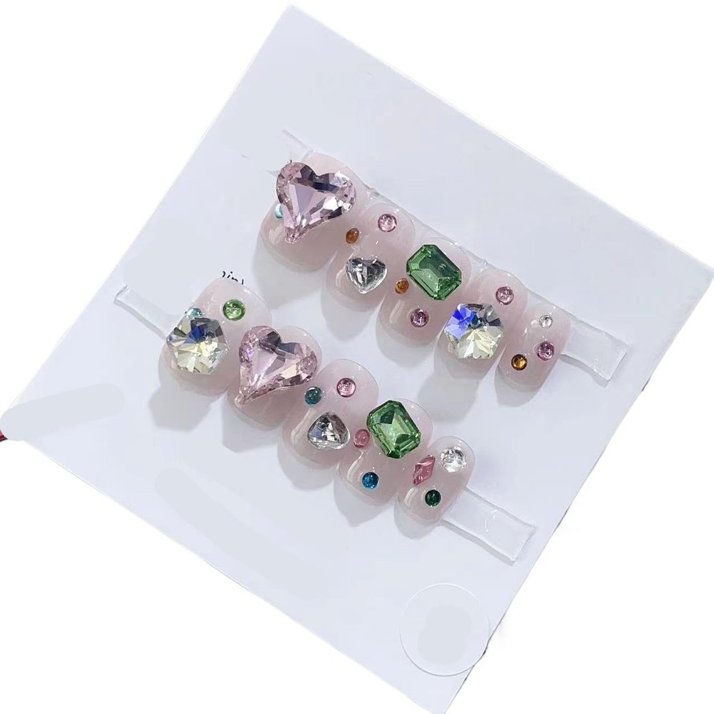 Handmade Wearing Nail Art Long and Short Nail Art Fake Nail Patches(24221,XS)