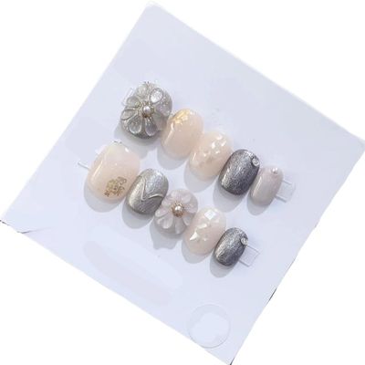 Handmade Wearing Nail Art Long and Short Nail Art Fake Nail Patches(24225,XS)