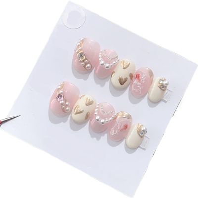 Handmade Wearing Nail Art Long and Short Nail Art Fake Nail Patches(24288,XS)