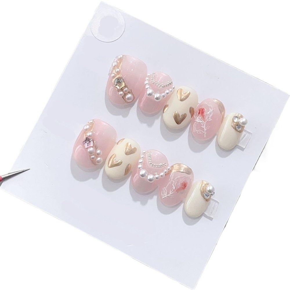 Handmade Wearing Nail Art Long and Short Nail Art Fake Nail Patches(24288,XS)