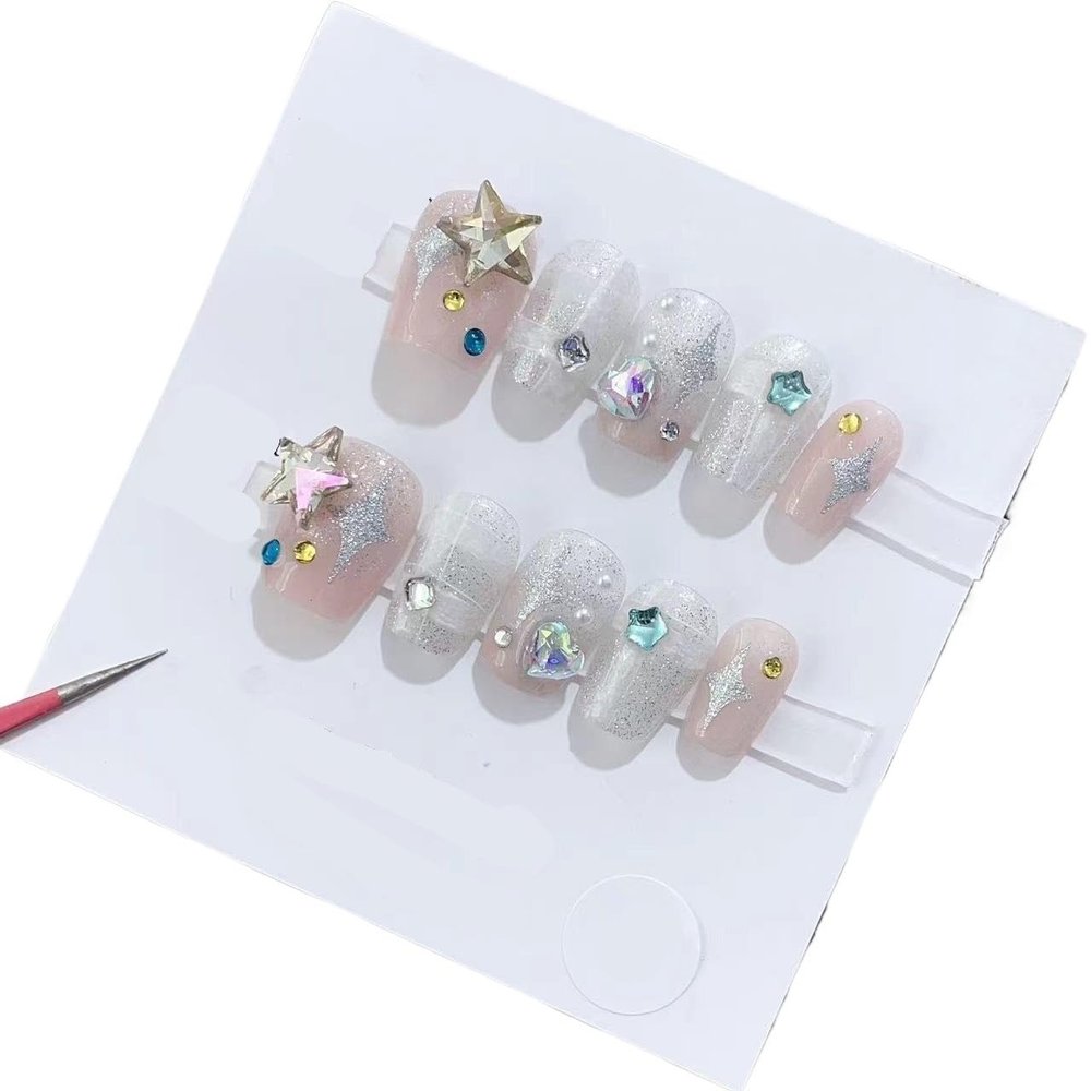 Handmade Wearing Nail Art Long and Short Nail Art Fake Nail Patches(24272,XS)