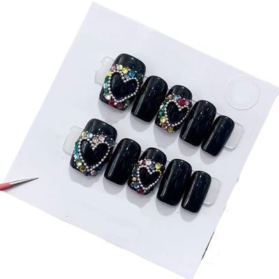 Handmade Wearing Nail Art Long and Short Nail Art Fake Nail Patches(24286,XS)