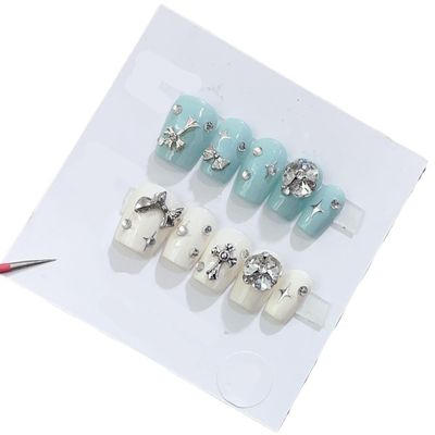 Handmade Wearing Nail Art Long and Short Nail Art Fake Nail Patches(24262,XS)