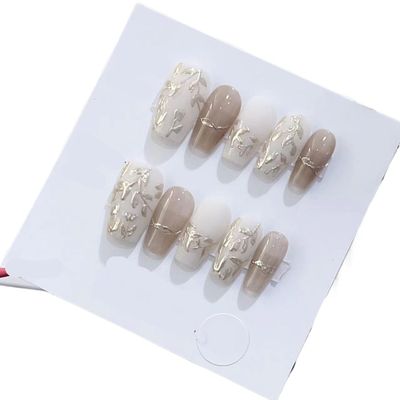 Handmade Wearing Nail Art Long and Short Nail Art Fake Nail Patches(24242,M)