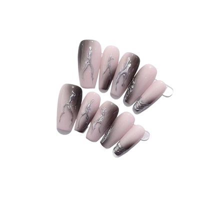 Handmade Wearing Nail Art Long and Short Nail Art Fake Nail Patches(24296,XS)