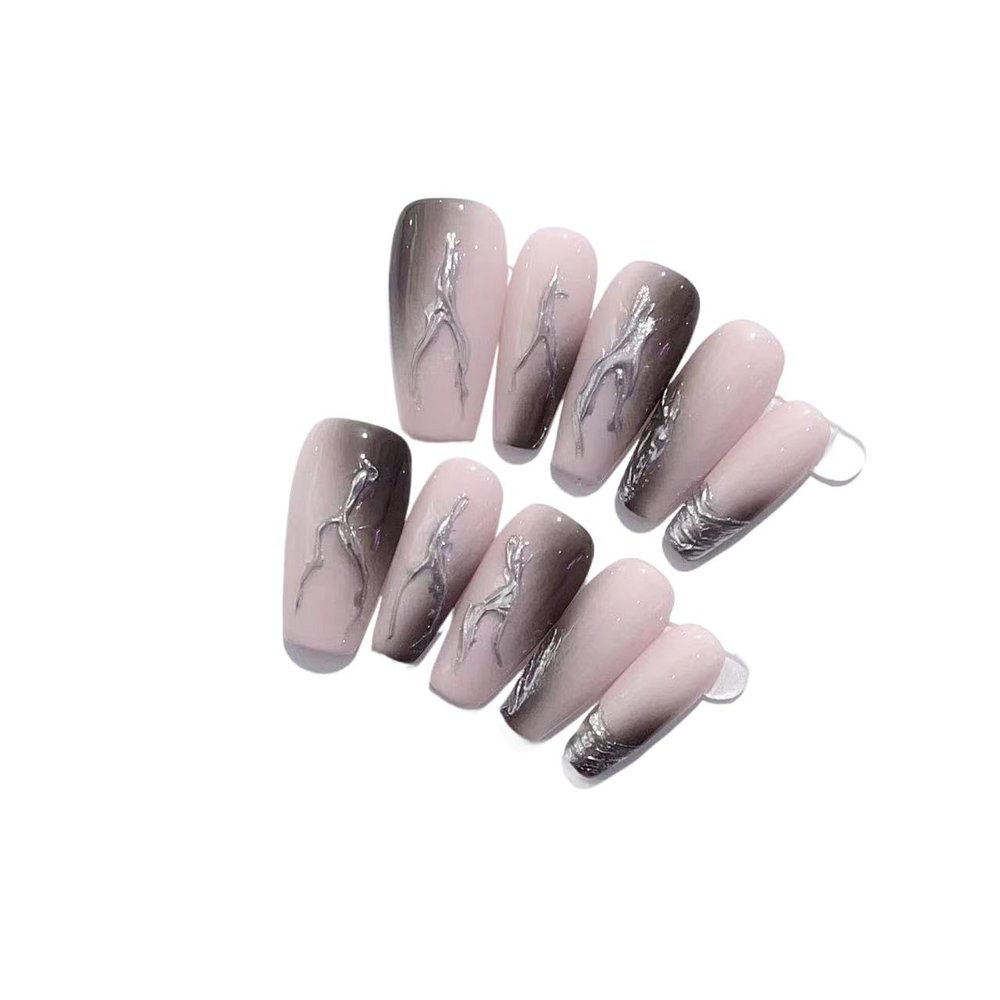 Handmade Wearing Nail Art Long and Short Nail Art Fake Nail Patches(24296,XS)