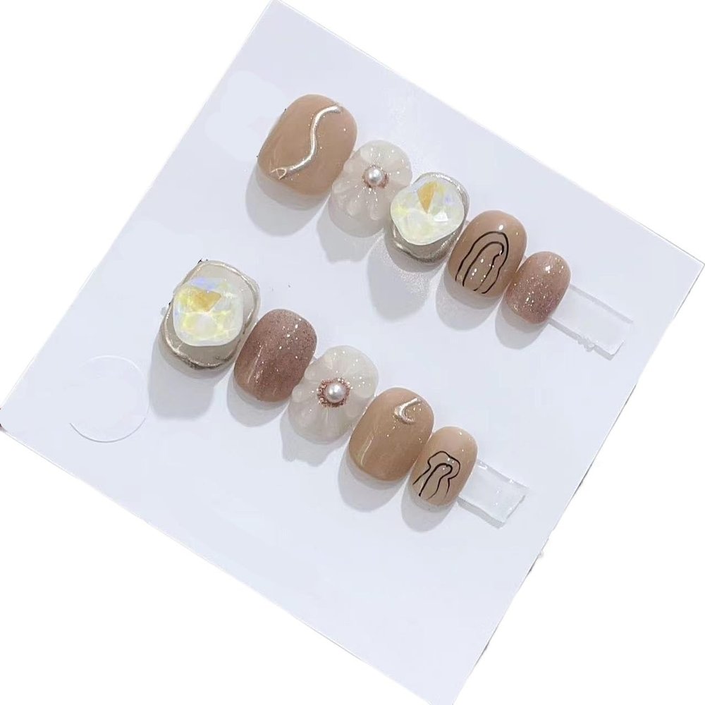 Handmade Wearing Nail Art Long and Short Nail Art Fake Nail Patches(24237,M)