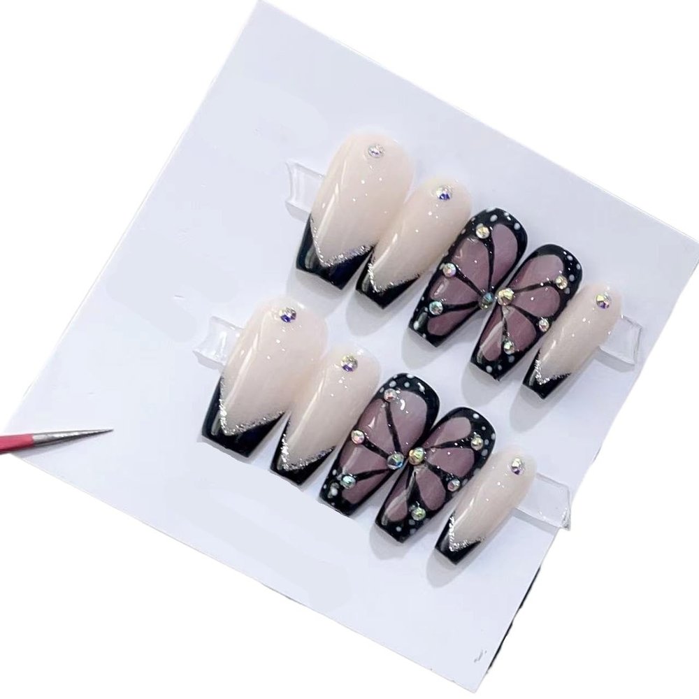 Handmade Wearing Nail Art Long and Short Nail Art Fake Nail Patches(24244,XS)