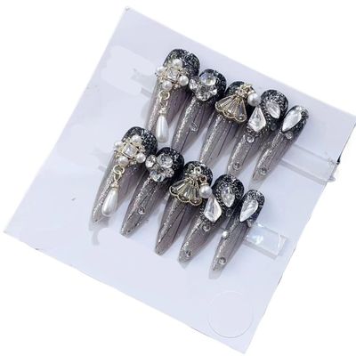 Handmade Wearing Nail Art Long and Short Nail Art Fake Nail Patches(24209,M)