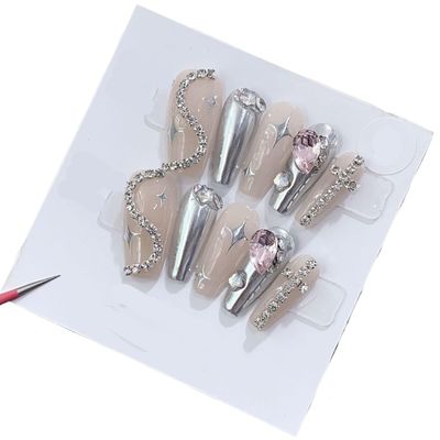 Handmade Wearing Nail Art Long and Short Nail Art Fake Nail Patches(24258,XS)