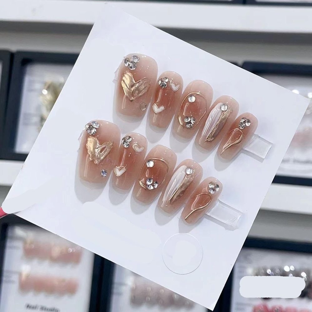 Handmade Wearing Nail Art Long and Short Nail Art Fake Nail Patches(24217,L)