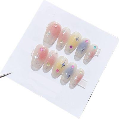 Handmade Wearing Nail Art Long and Short Nail Art Fake Nail Patches(24283,XS)