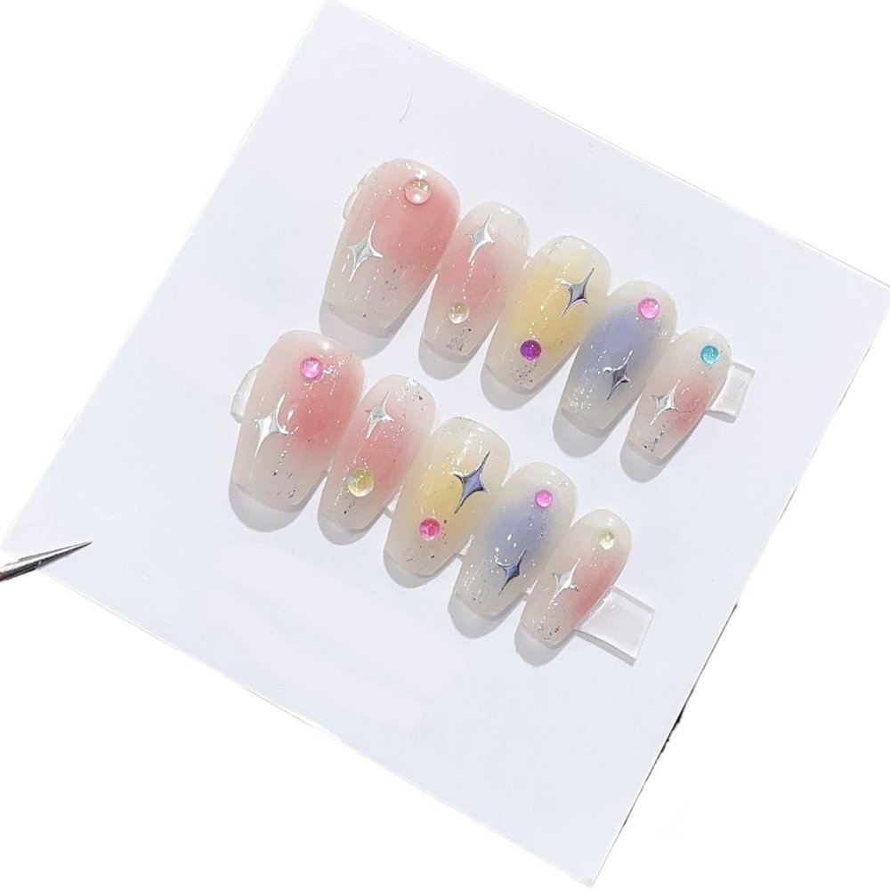 Handmade Wearing Nail Art Long and Short Nail Art Fake Nail Patches(24283,XS)