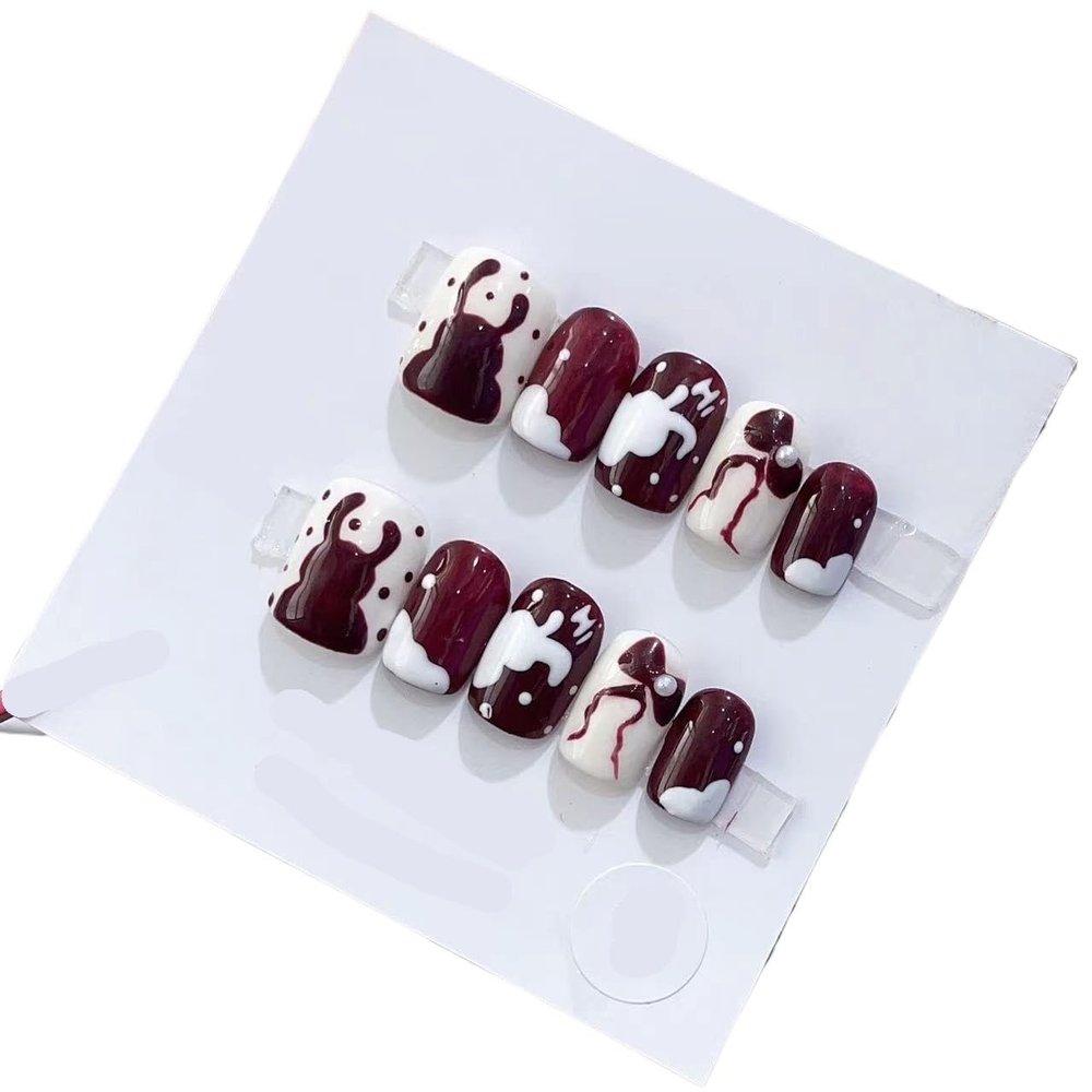 Handmade Wearing Nail Art Long and Short Nail Art Fake Nail Patches(24211,XS)