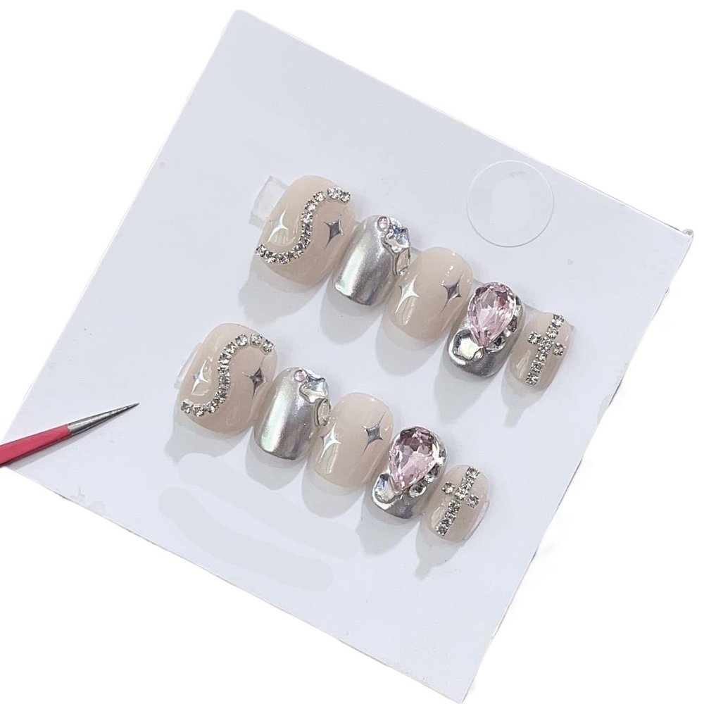 Handmade Wearing Nail Art Long and Short Nail Art Fake Nail Patches(24257,M)